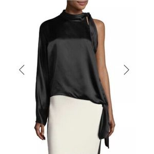 Diane Von Furstenburg One shoulder knotted satin blouse